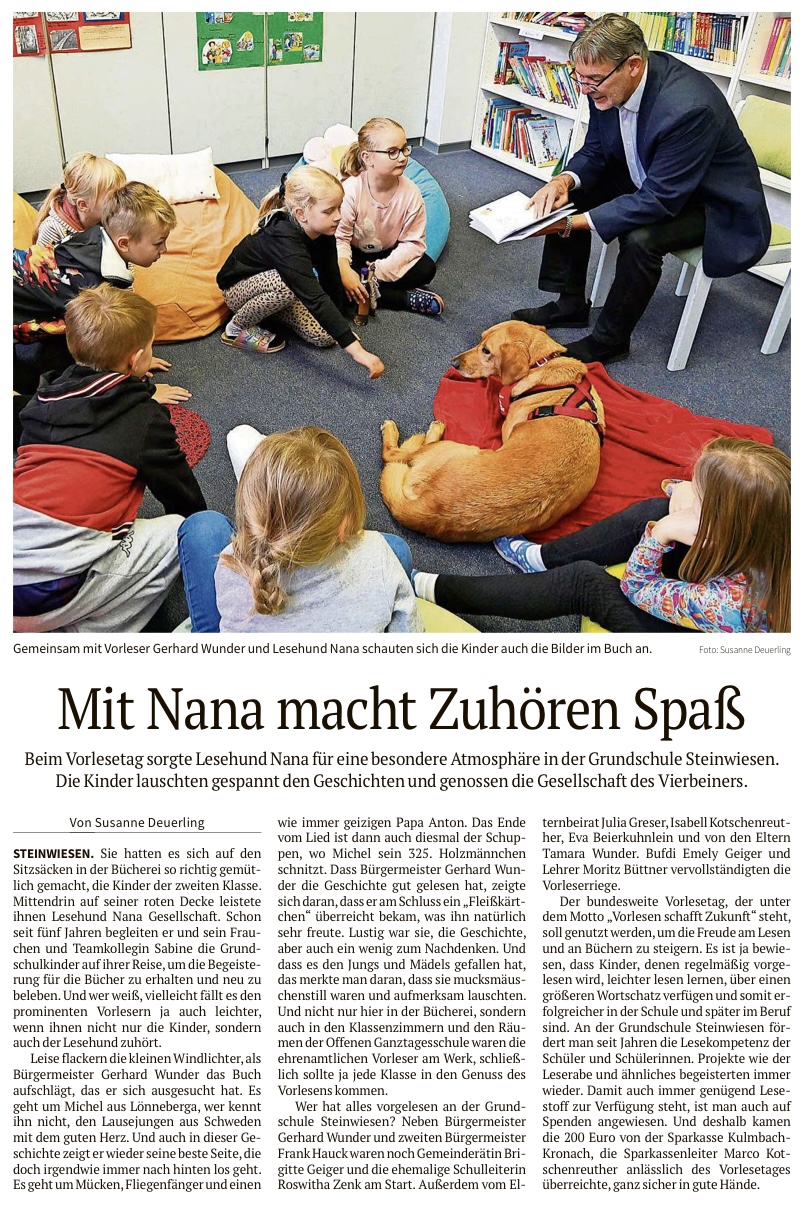 Leshund Nana beim Vorlesetag